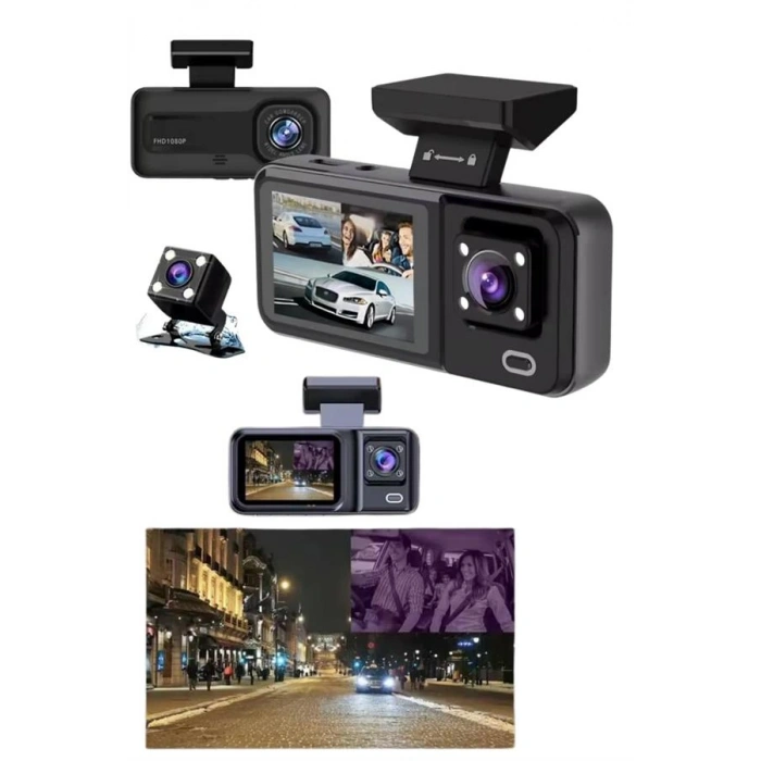 VipMarketim Ekranlı Sürüş Kaydedici DVR Ön ve Arka Kameralı Full HD Çözünürlüklü