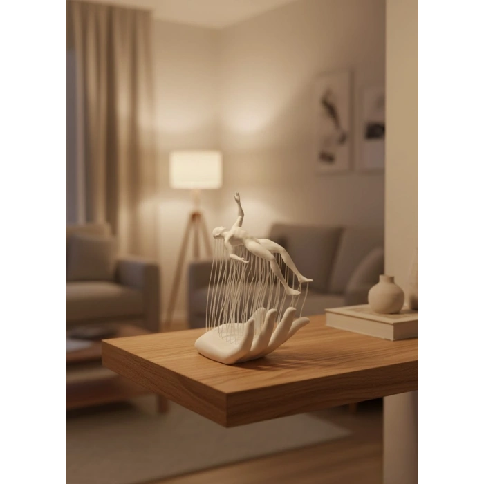 VipMarketim El İnsan Figürü Beyaz Modern Soyut Tasarım Salon ve Ofis Dekorasyonu