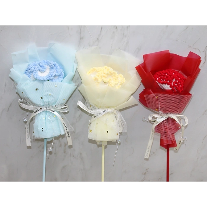 VipMarketim El Örgüsü Tekli Çiçek Buketi