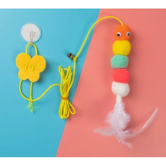 VipMarketim Elastik Yapışkanlı Kedi Oyun Oltası