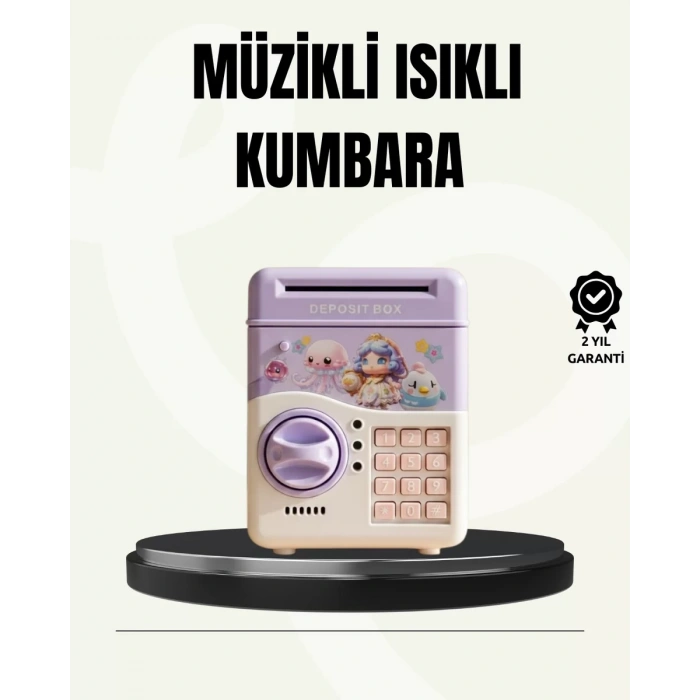 VipMarketim Elektronik Şifreli ATM Görünümlü Çocuk Kumbarası Mor