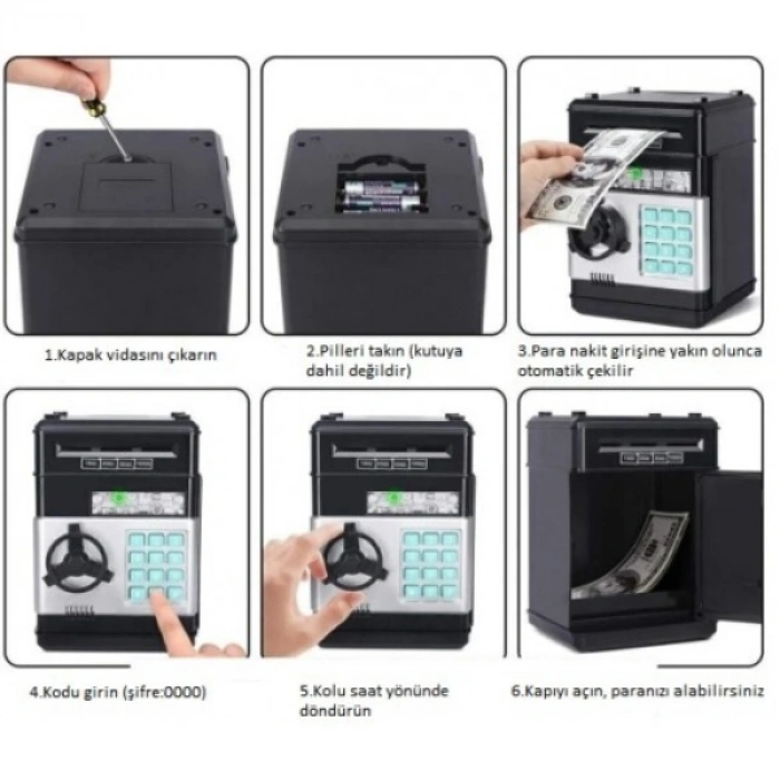 VipMarketim Elektronik Şifreli Kasa Otomatik ATM Kumbara