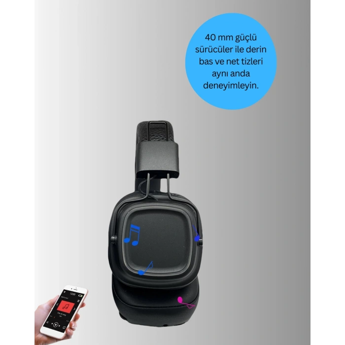 VipMarketim Ergonomik Konforlu Kablosuz Kulak Üstü Bluetooth Kulaklık