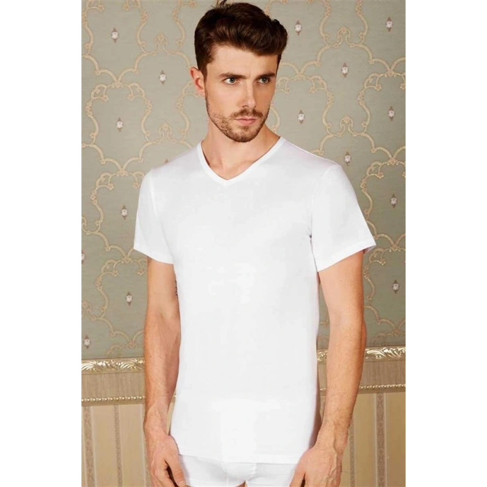 Vipmarketim Erkek Pamuklu Kısa Kol V-yaka Klasik Fanila T-shirt ( ) (kod:0316)