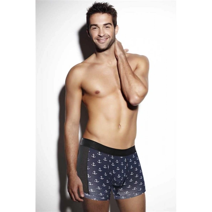 VipMarketim Erkek Pamuklu Yan Fileli Çapa Baskılı Bokser ( ) (Kod:1766)