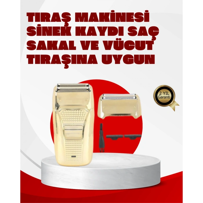 VipMarketim Erkek Saç Sakal Tıraş Makinesi Kablolu Altın Renk Dayanıklı