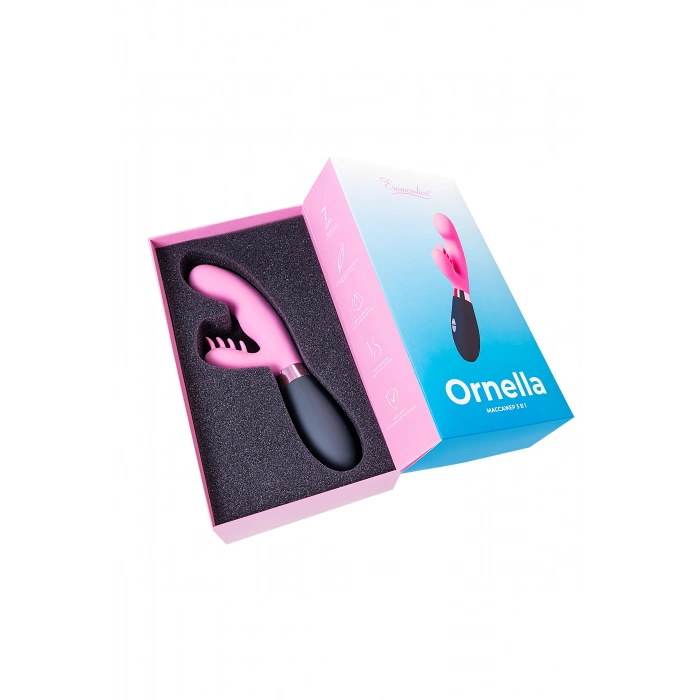 VipMarketim Eromantica Ornellada 3ü 1 Arada Masaj Aleti, Pembe, Silikon, 21,5 Cm