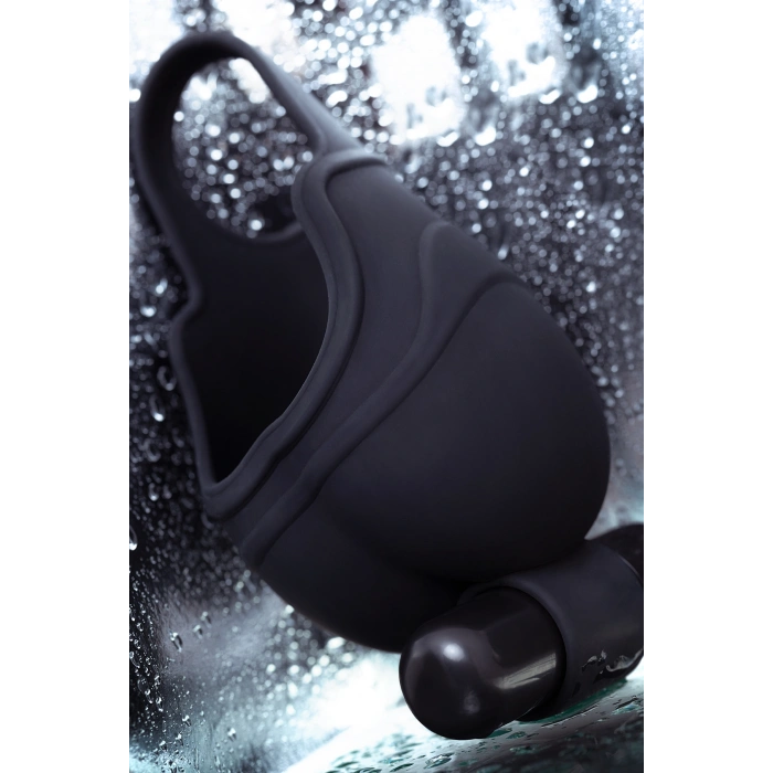 VipMarketim Erotist Penis Kılıfı  Ereksiyon halkalı ve Titreşimli , Silikon, siyah, 6,5 cm