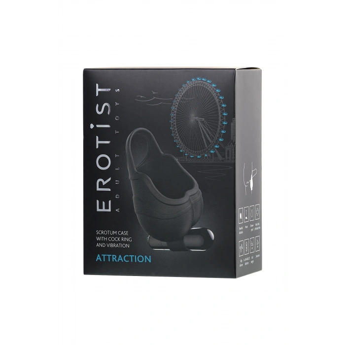 VipMarketim Erotist Penis Kılıfı  Ereksiyon halkalı ve Titreşimli , Silikon, siyah, 6,5 cm