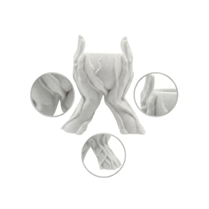 VipMarketim Estetik El Figürlü Dekoratif 3D Baskı Vazo Saksı Ev Dekorasyonu