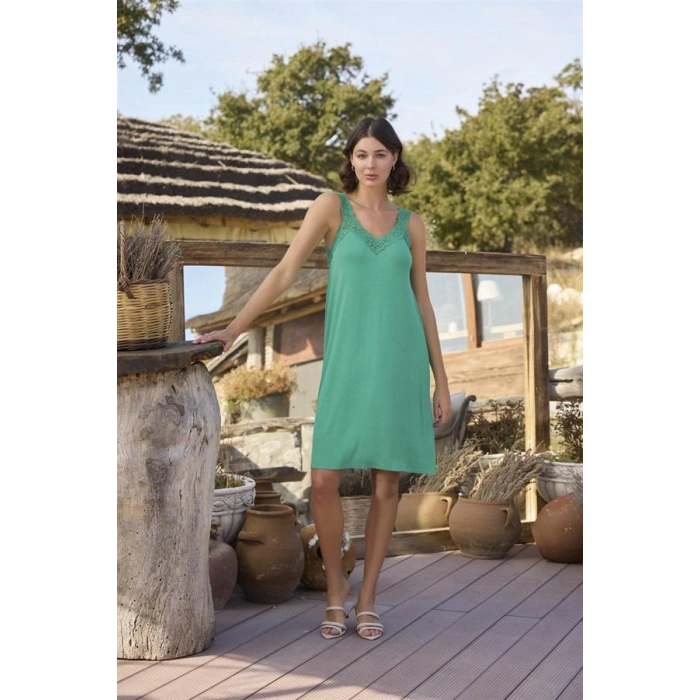 Vipmarketim Etnik Deseni Ve Dantelli Sabahlık Takımı