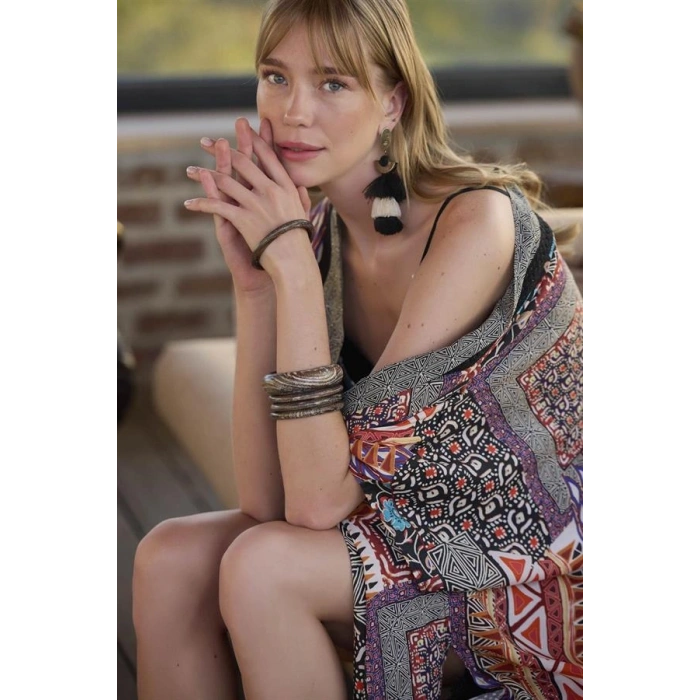 Vipmarketim Etnik Desenli 3lü Alt Üst Takım