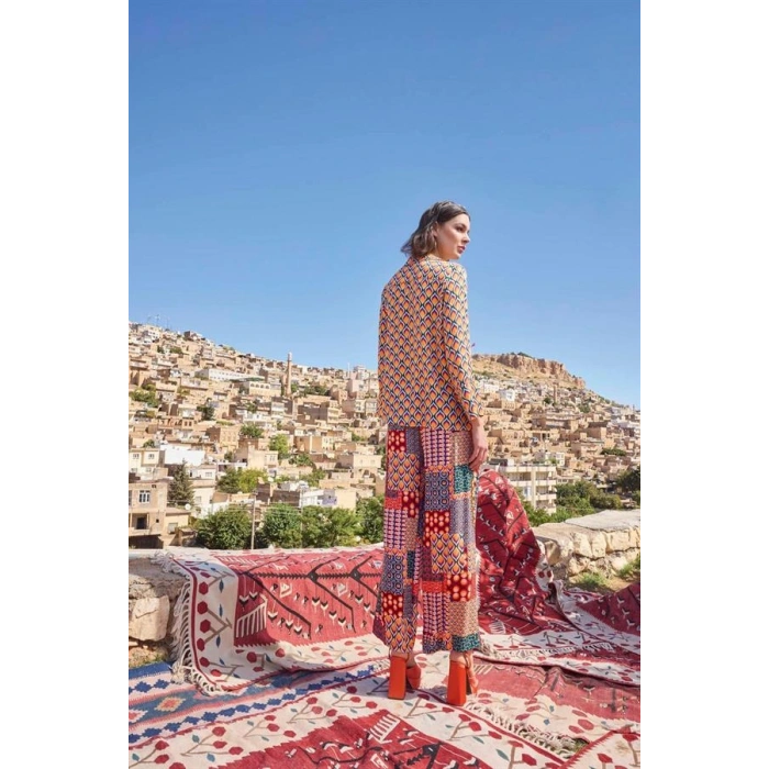 Vipmarketim Etnik Desenli Saten Alt Üst Takım