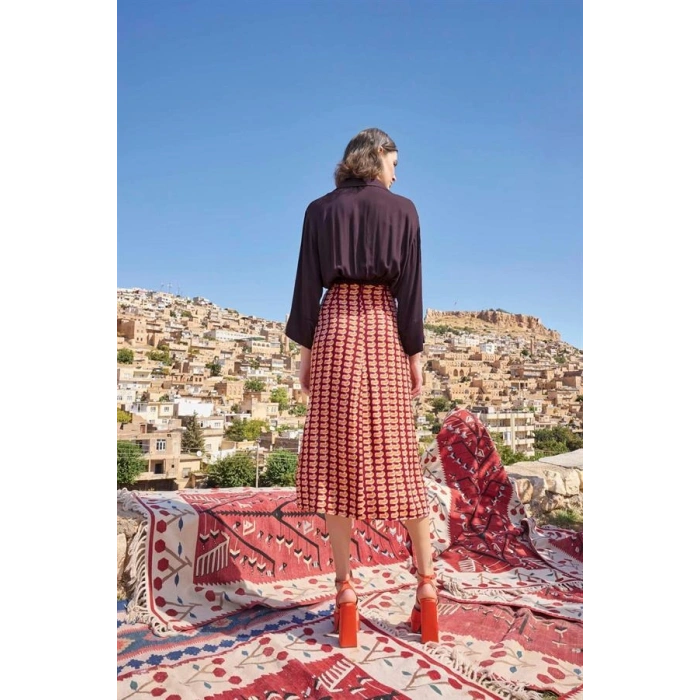 Vipmarketim Etnik Desenli Saten Etek Takımı