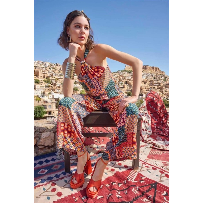 Vipmarketim Etnik Desenli Saten Tulum