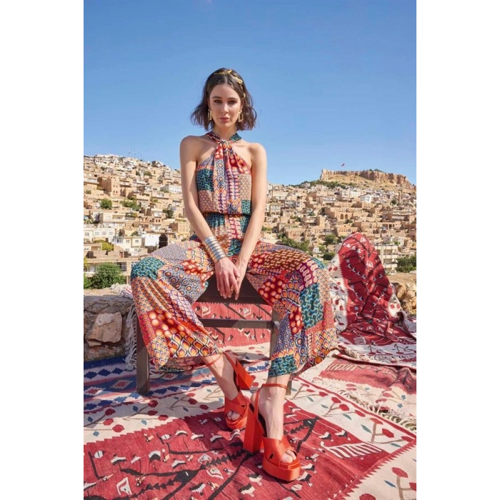 Vipmarketim Etnik Desenli Saten Tulum