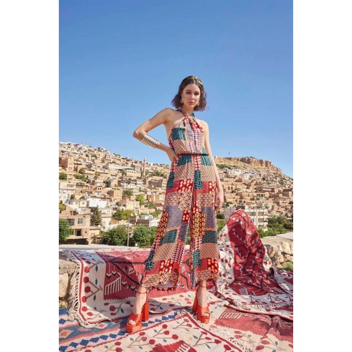 Vipmarketim Etnik Desenli Saten Tulum