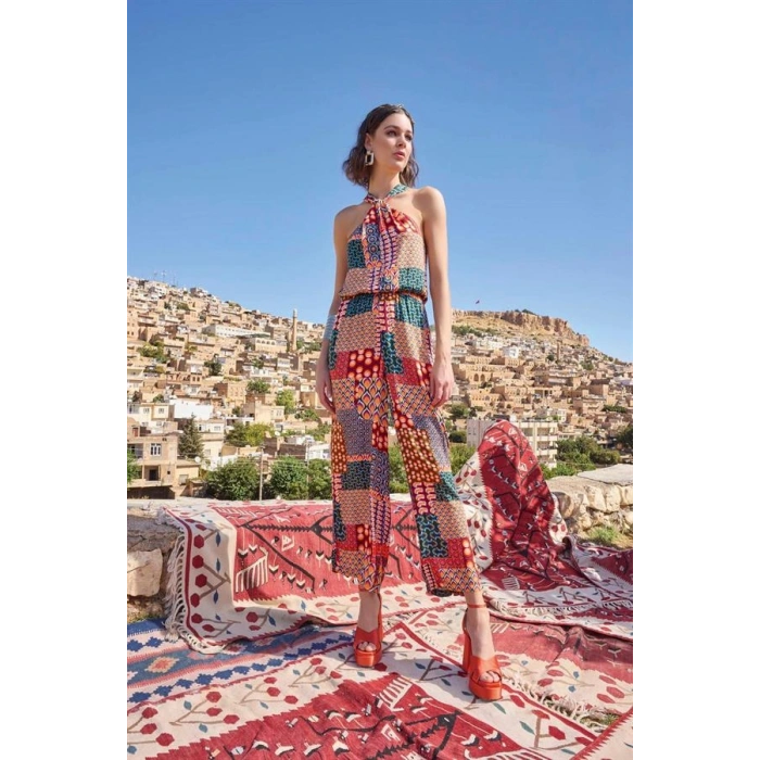 VipMarketim Etnik Desenli Saten Tulum