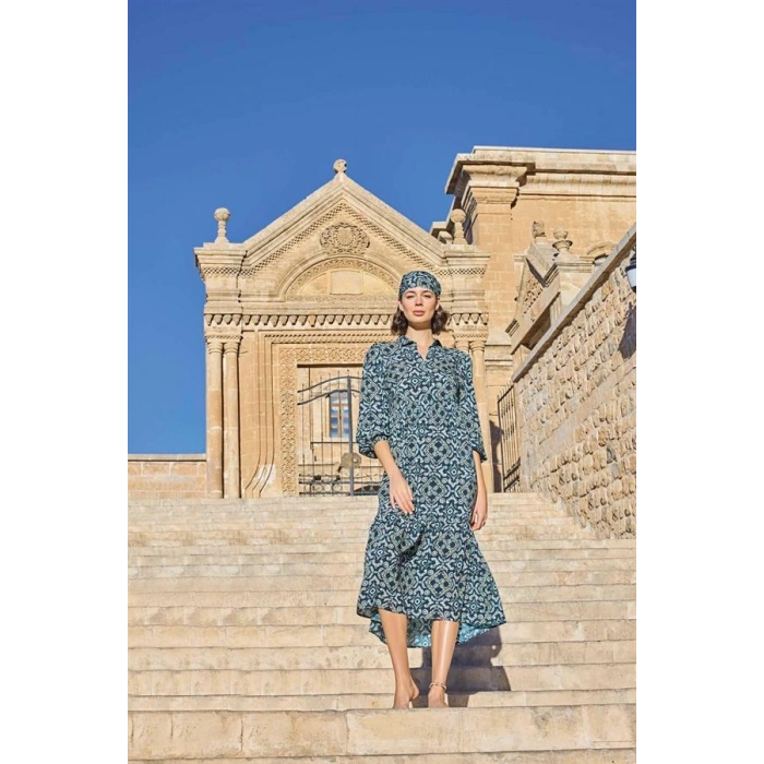 Vipmarketim Etnik Desenli Truvakar Kollu Elbise