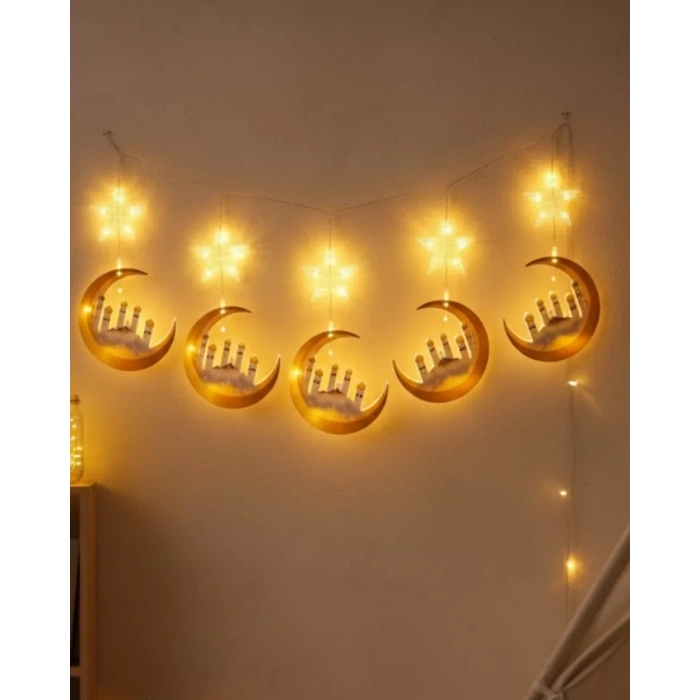 VipMarketim Ev İçi Ramazan LED Aydınlatma Saçağı 3 Metre Şık Tasarım