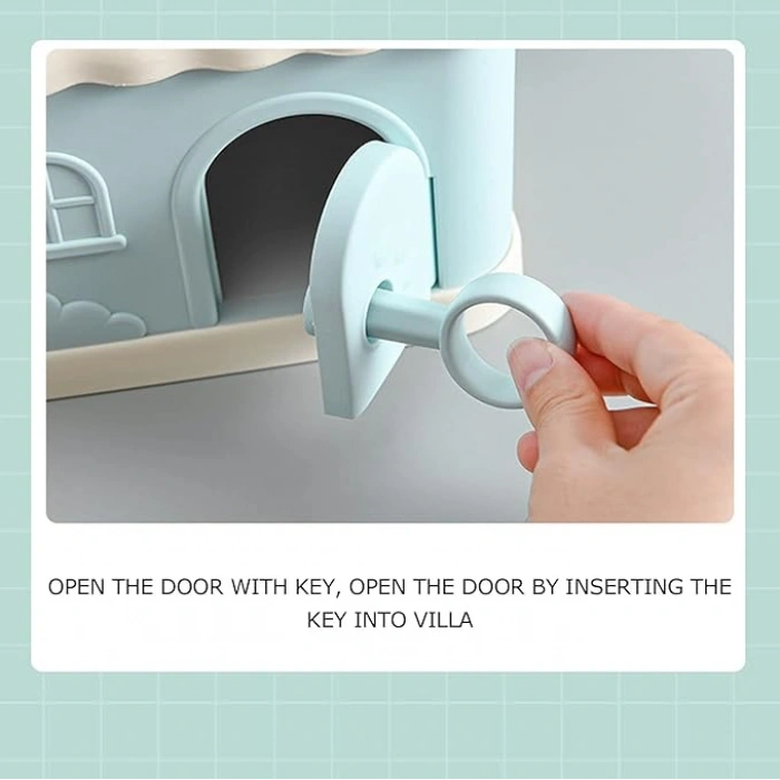 VipMarketim Ev Şeklinde Anahtarlı Kumbara Mavi