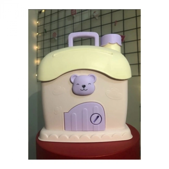 VipMarketim Ev Şeklinde Anahtarlı Kumbara Mavi