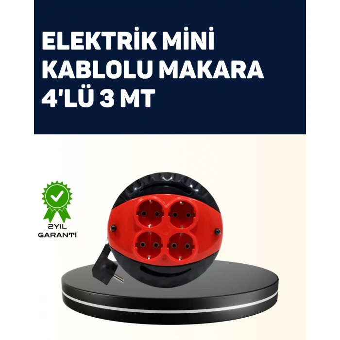 VipMarketim Ev ve Ofis İçin 3 Metre Kablolu 4 Priz Makarası