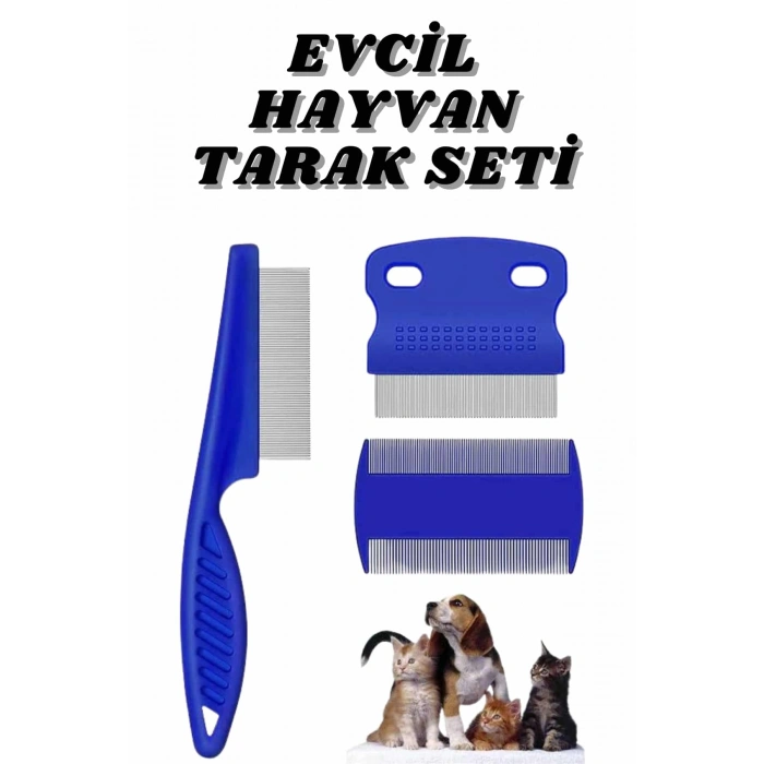VipMarketim Evcil Hayvan Bit Tarağı Seti Paslanmaz Çelik Bıçaklı 4lü Set