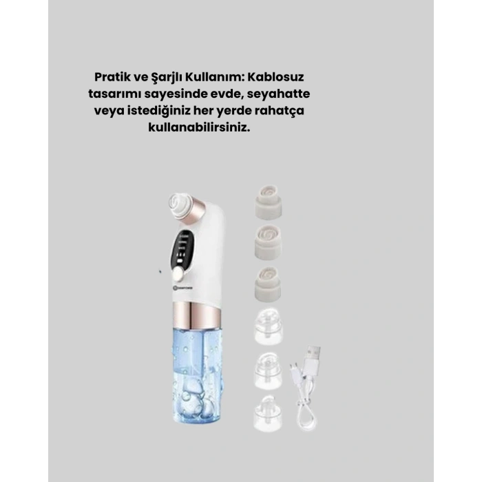 VipMarketim Evde Kolay Kullanım İçin Şarjlı Siyah Nokta Temizleme Aleti