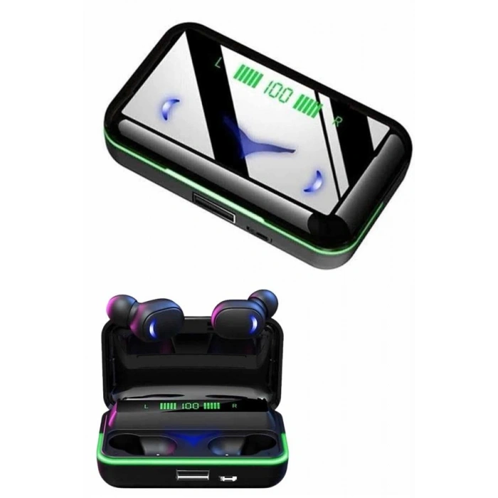 VipMarketim Extra Bass Kablosuz Kulaklık Işıklı Bluetooth Kulaklık Powerbank Özellikli