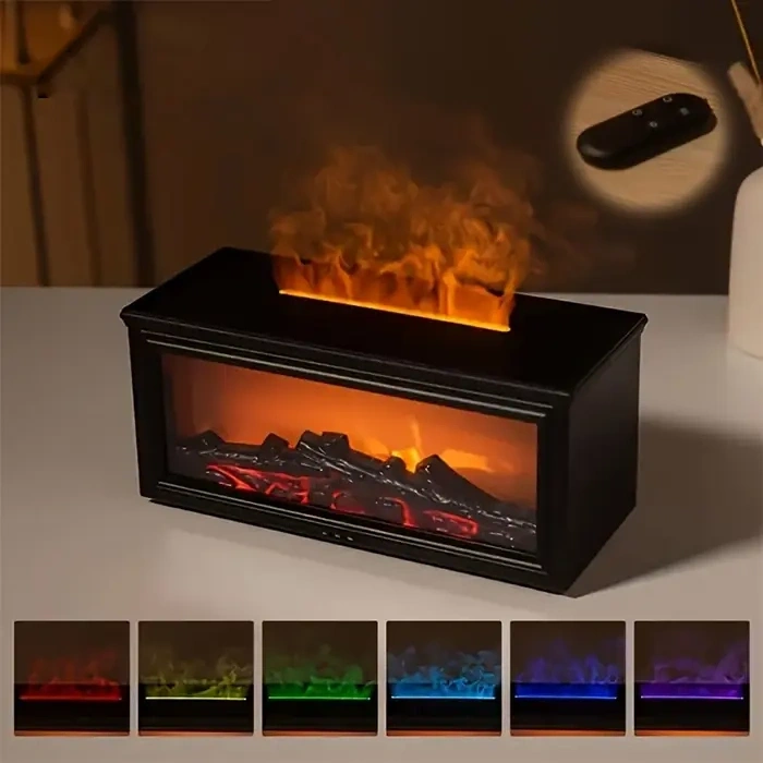 VipMarketim EZERE A4 Şömine Esintili Aromaterapi Difüzörü Ultrasonik Hava Nemlendici-(5775)