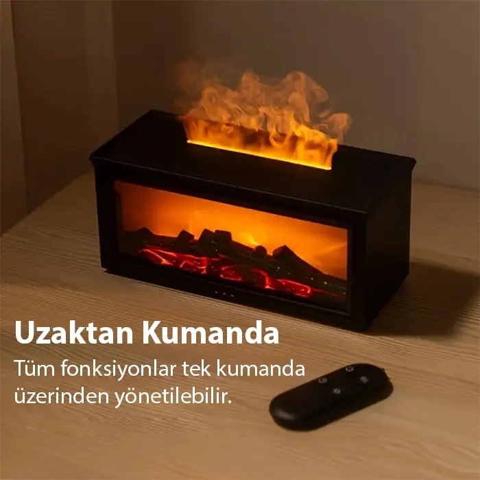 VipMarketim EZERE A4 Şömine Esintili Aromaterapi Difüzörü Ultrasonik Hava Nemlendici-(5775)