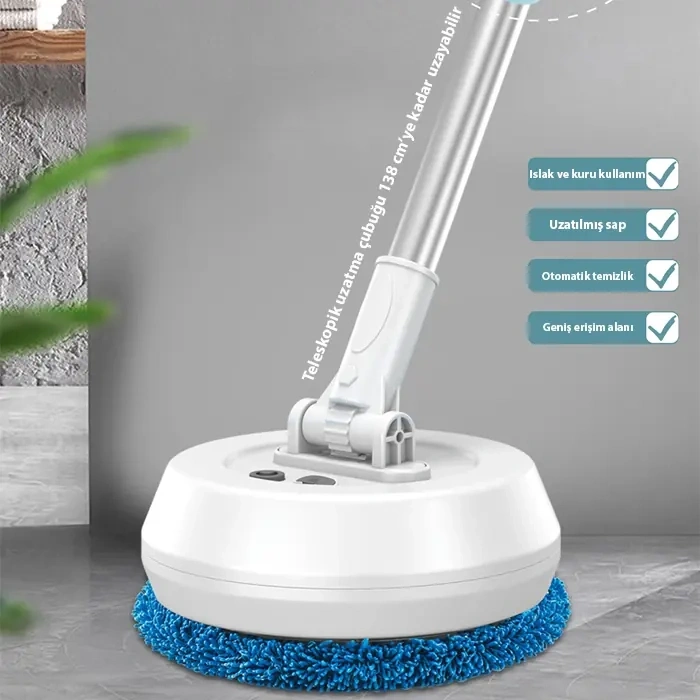 VipMarketim EZERE AA102 Pro Teleskopik Kablosuz Döner Temizlik Fırçası – Cam Tavan Zemin Uyumlu-(5775)