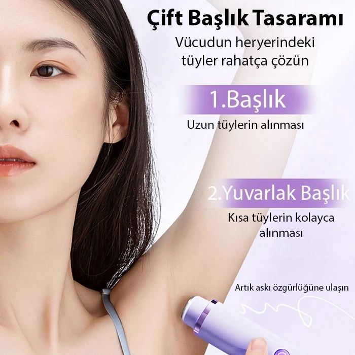 VipMarketim EZERE Koltuk Alti Burun Kas Killari Ve Özel Bölgeler Çift Basli Epilasyon Cihazi-(5775)