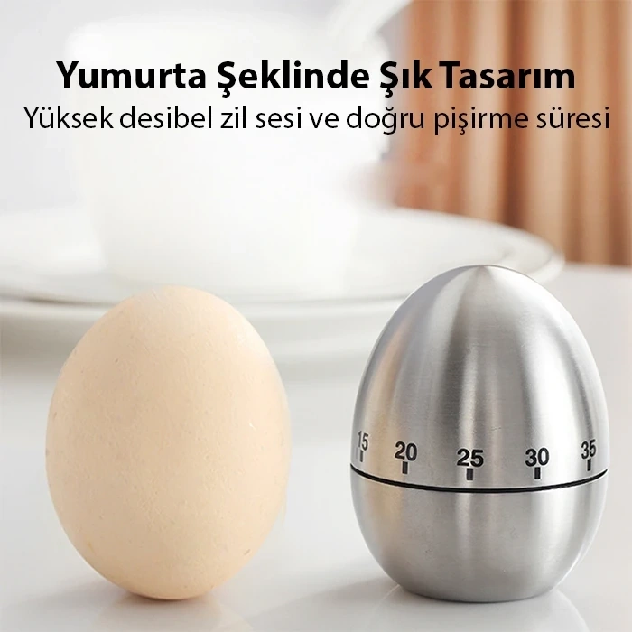 VipMarketim EZERE Mekanik Arama Pişirme Mutfak Zamanlayıcı Alarmı 60 Dakika Paslanmaz Çelik-(5775)