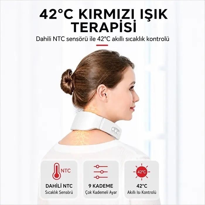 VipMarketim EZERE NeckRelief Pro Ultrasonik Dalgalı Ve Isıtmalı Rahatlatıcı Boyun Masaj Aleti-(5775)