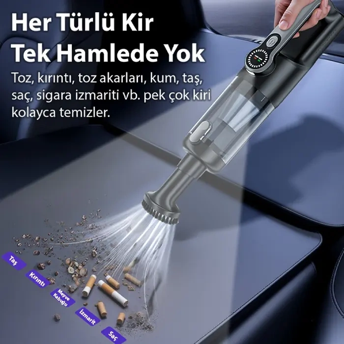 VipMarketim EZERE PowerVac1 20000pa Araç İçi ve Ev Tipi Şarjlı Vakum Süpürge-(5775)