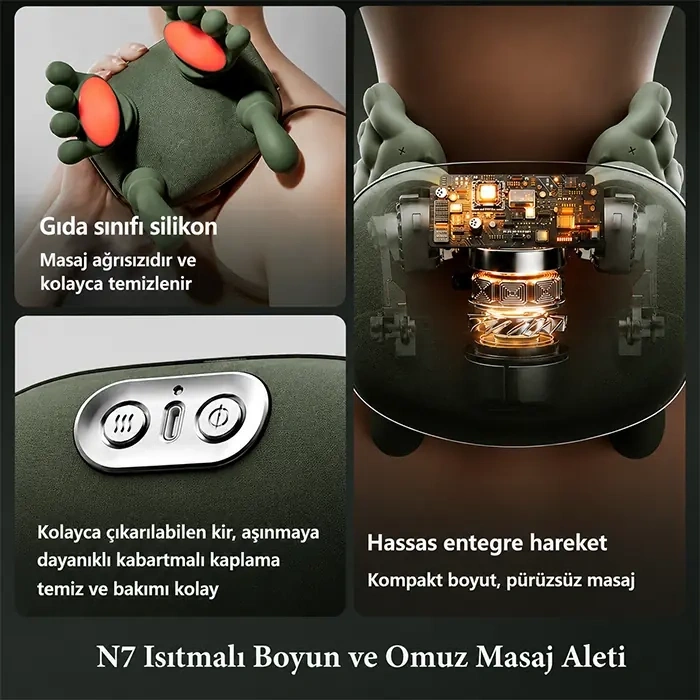 VipMarketim EZERE RelaxBuddy Pro OvmalıIsıtıcılı İnsan Eli Şeklinde Şarjlı Boyun Masaj Aleti-(5775)