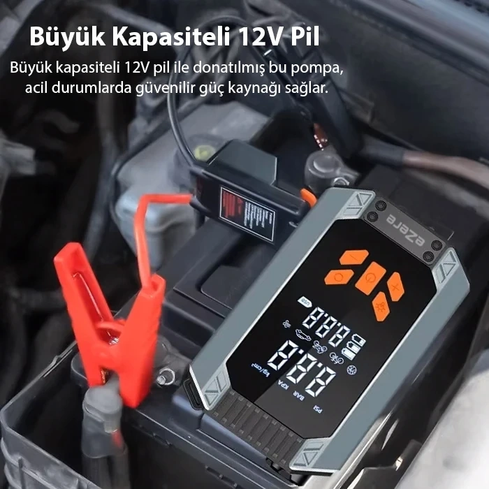 VipMarketim EZERE ST-9632D Taşınabilir Araç Lastik Şişirme Ve Starter Akü Takviye Seti-(5775)