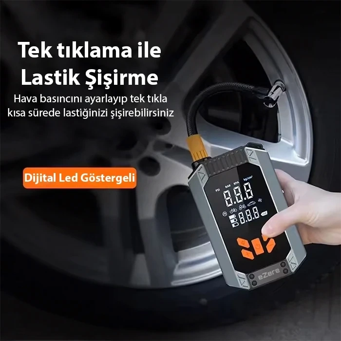 VipMarketim EZERE ST-9632D Taşınabilir Araç Lastik Şişirme Ve Starter Akü Takviye Seti-(5775)