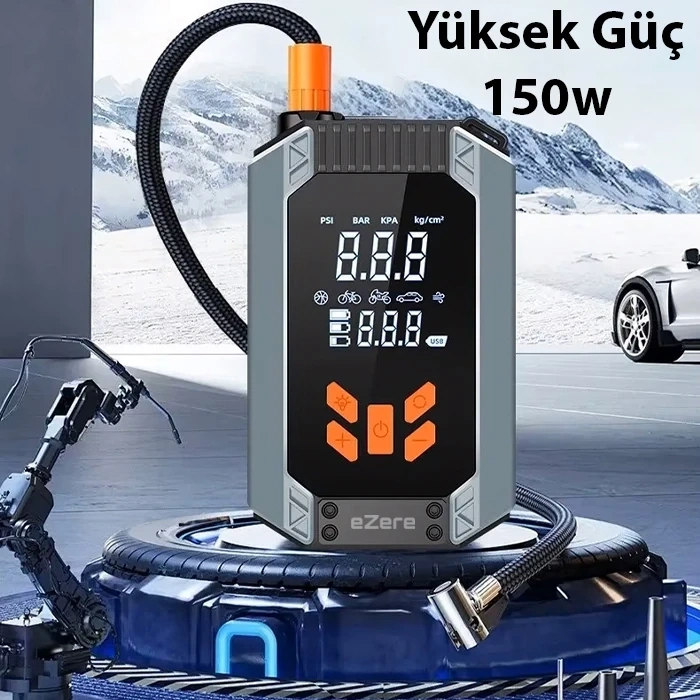 VipMarketim EZERE ST-9632D Taşınabilir Araç Lastik Şişirme Ve Starter Akü Takviye Seti-(5775)