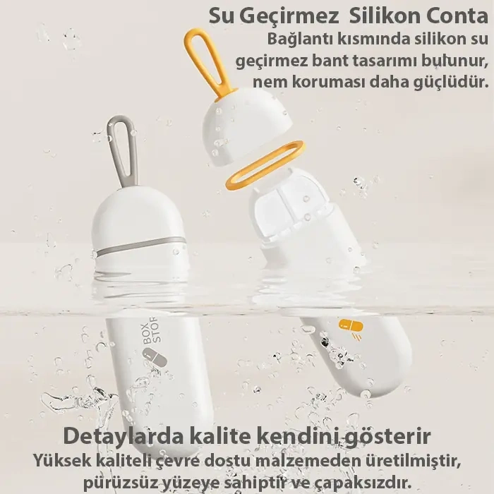 VipMarketim EZERE Taşınabilir 3 Bölmeli Nem Geçirmez Mini Hapİlaç Saklama Kutusu - BPA İçermez-(5775)