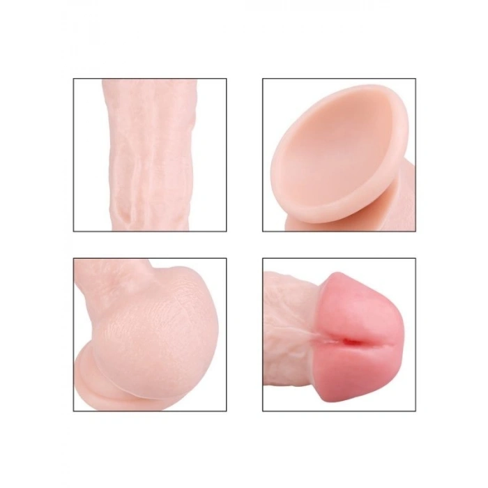 VipMarketim F3 Testisli Vantuzlu 20cm Gerçekçi Dildo