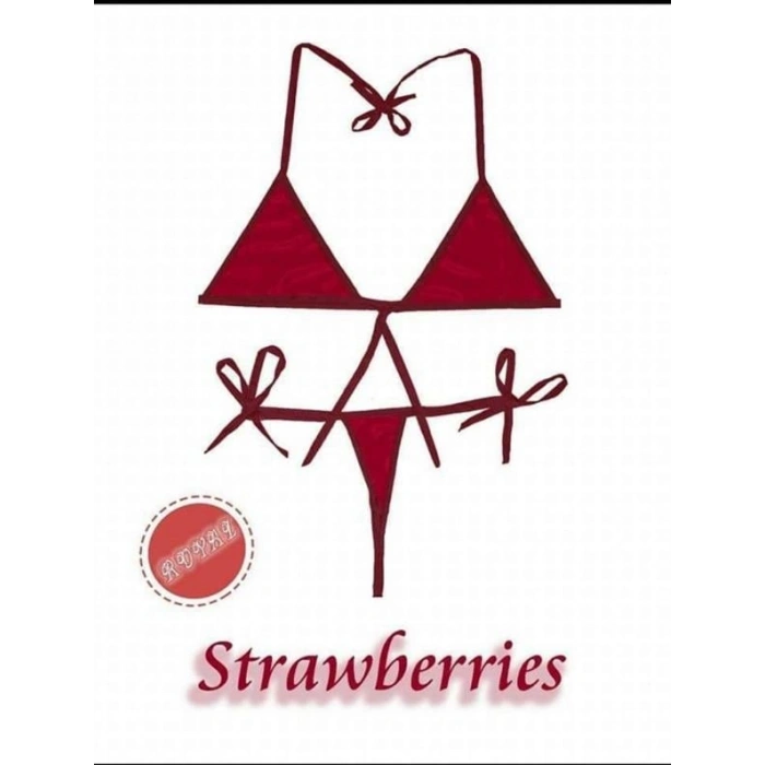 VipMarketim Fantezi Tüketilebilen Yenilebilir Çilek Aromalı İç Çamaşırı Takımı