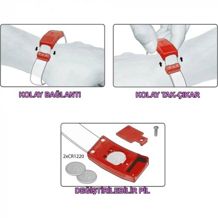 VipMarketim Festival & Parti LED Bileklik – 3 Modlu Işıklı