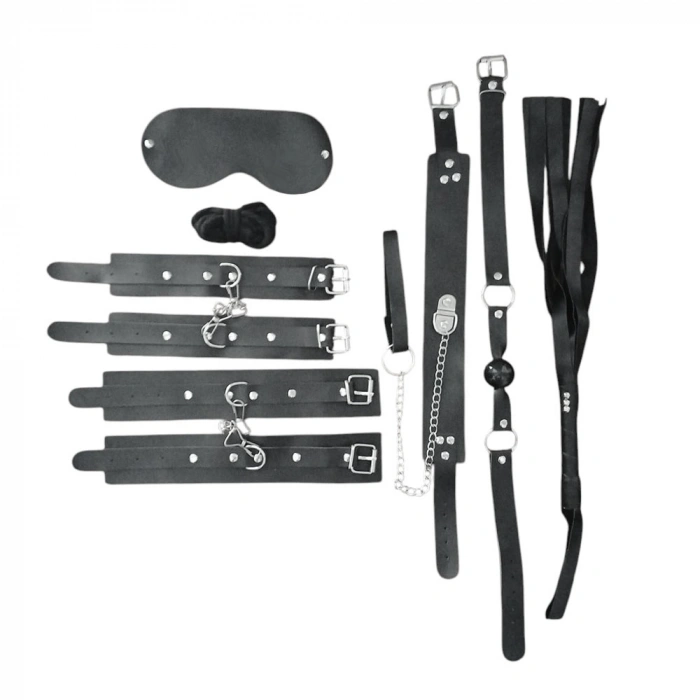 VipMarketim Fetilux 7 Parça Suni Deri Bdsm Fetiş Fantezi Seti - Siyah
