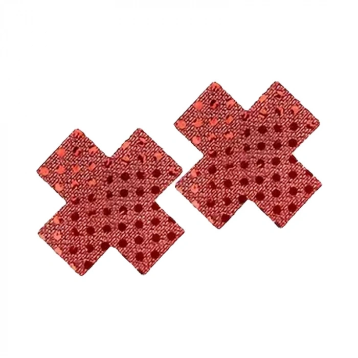 VipMarketim Fetilux Puantiyeli Çapraz Göğüs Ucu Kapama Çıkartması - Kırmızı