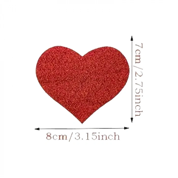 VipMarketim Fetilux Simli Kalp Şeklinde Göğüs Ucu Kapama Çıkartması - Kırmızı