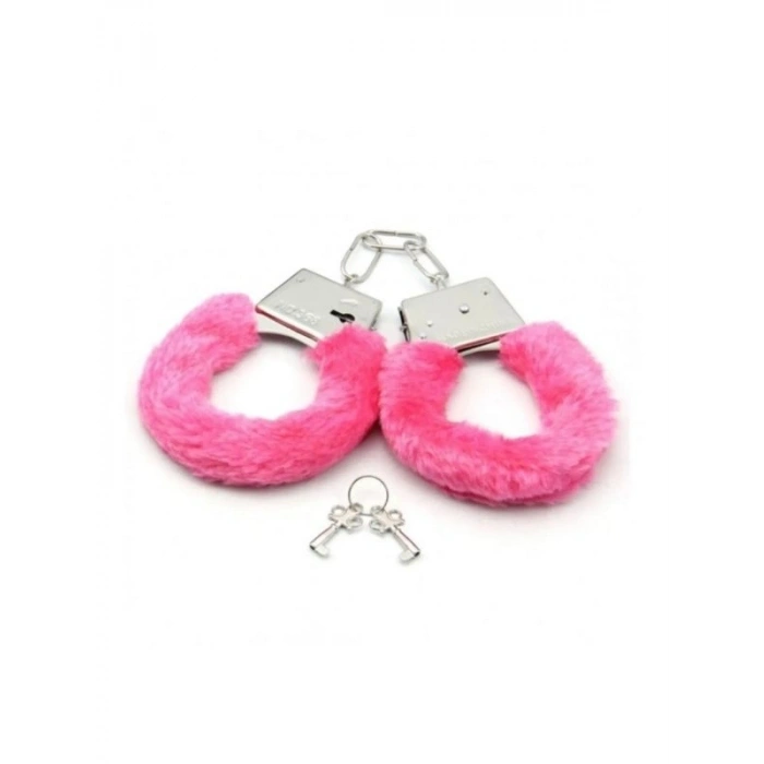 VipMarketim Fetiş Fantezi Pembe Peluşlu Metal Kelepçe