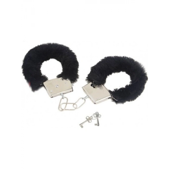 VipMarketim Fetiş Fantezi Siyah Peluşlu Metal Kelepçe